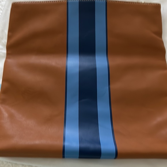 J. MCLAUGHLIN SIENNA LEATHER CLUTCH IN STRIPE